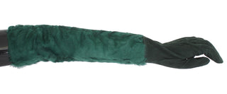 Guantes de cuero verde Xiangao con pelo en los codos