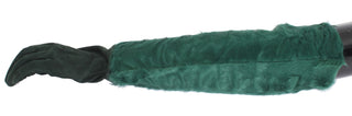 Guantes de cuero verde Xiangao con pelo en los codos