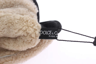 Guantes de shearling de lana gris con tachuelas y leopardo verde