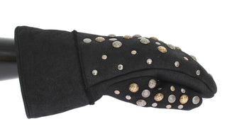 Guantes de shearling de lana gris con tachuelas