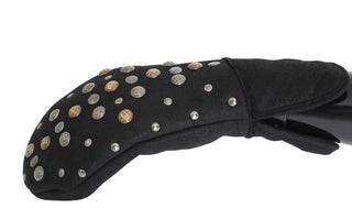 Guantes de shearling de lana gris con tachuelas