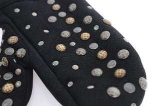 Guantes de shearling de lana gris con tachuelas