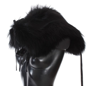 Bufanda de cuello de piel de zorro negro con envoltura de hombros