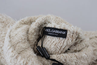 Cremefarbener Rollkragenpullover aus Wolle