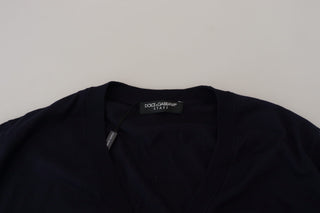 Cardigan-Strickjacke aus blauer Wolle für Mitarbeiter