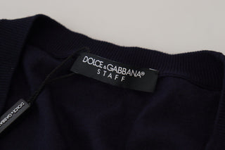 Cardigan-Strickjacke aus blauer Wolle für Mitarbeiter