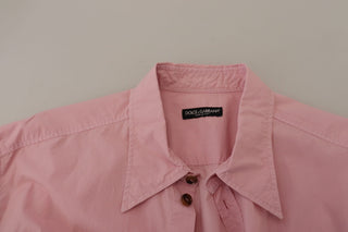 Rosa lässiges Button-Down-Langarmhemd