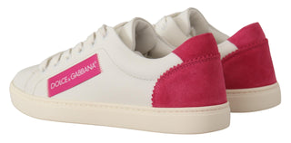 Zapatillas blancas y rosas de cuero para mujer