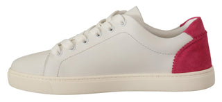 Zapatillas blancas y rosas de cuero para mujer