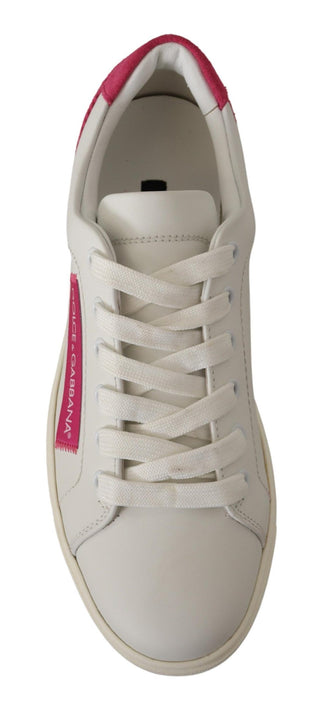 Zapatillas blancas y rosas de cuero para mujer