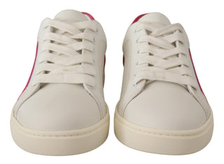 Zapatillas blancas y rosas de cuero para mujer