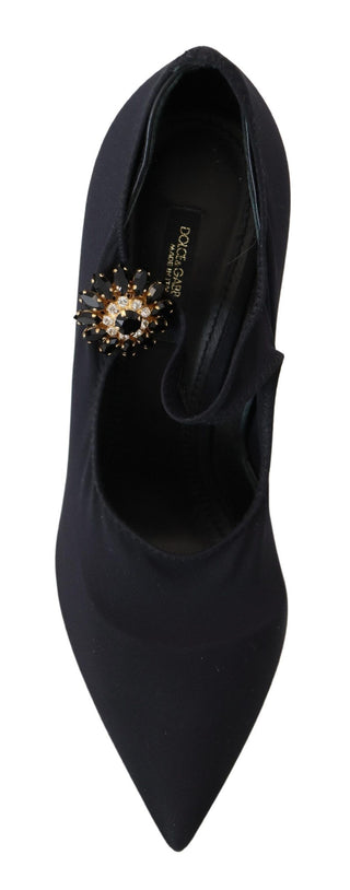 Schwarze Socken Stretch Crystal Pumps