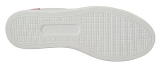 Weiße rosa Leder-Sneaker Halbschuhe