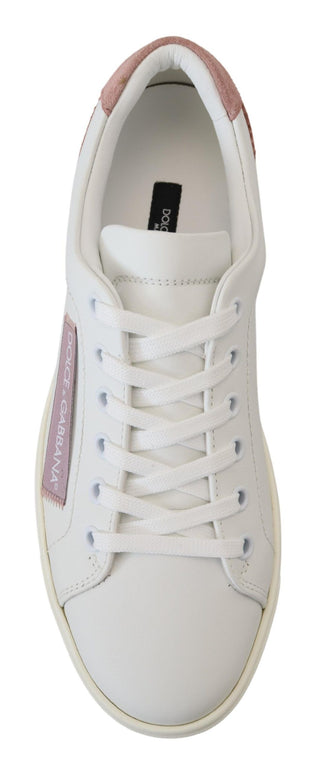 Weiße rosa Leder-Sneaker Halbschuhe