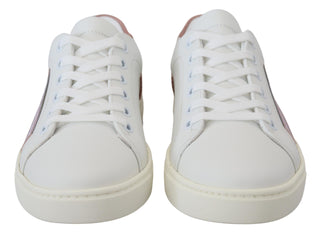 Weiße rosa Leder-Sneaker Halbschuhe