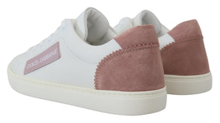 Weiße rosa Leder-Sneaker Halbschuhe