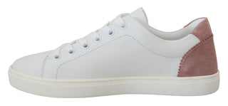Weiße rosa Leder-Sneaker Halbschuhe