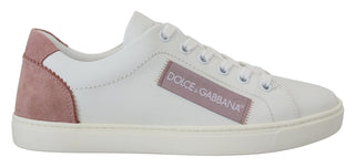 Weiße rosa Leder-Sneaker Halbschuhe