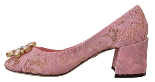 Pink Taormina Pumps aus Spitze mit Kristallen Pastellschuhe