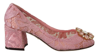 Pink Taormina Pumps aus Spitze mit Kristallen Pastellschuhe