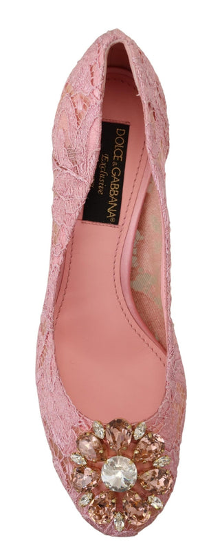 Pink Taormina Pumps aus Spitze mit Kristallen Pastellschuhe