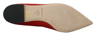 Rote Leder-Kristall-Slipper-Ballerinas