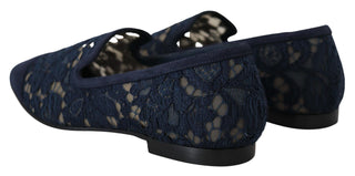 Blaue geblümte Schnürsenkel Slip-Ons Slipper Ballerinas Schuhe