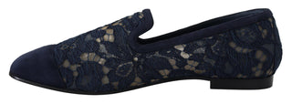 Blaue geblümte Schnürsenkel Slip-Ons Slipper Ballerinas Schuhe