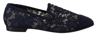Blaue geblümte Schnürsenkel Slip-Ons Slipper Ballerinas Schuhe