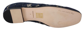 Blaue geblümte Schnürsenkel Slip-Ons Slipper Ballerinas Schuhe