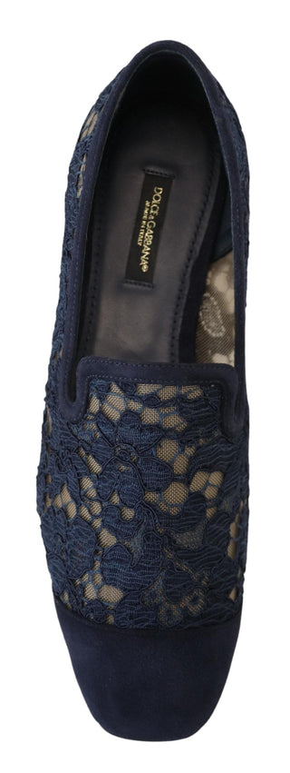 Blaue geblümte Schnürsenkel Slip-Ons Slipper Ballerinas Schuhe