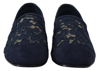 Blaue geblümte Schnürsenkel Slip-Ons Slipper Ballerinas Schuhe