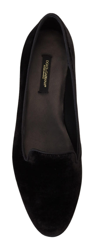Schwarze Samt Slipper Loafer Flats Schuhe