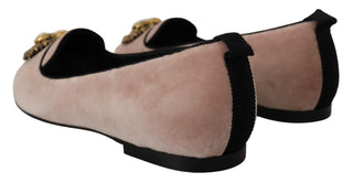 Pinkfarbene Samt-Slipper Loafer Schuhe