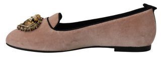 Pinkfarbene Samt-Slipper Loafer Schuhe