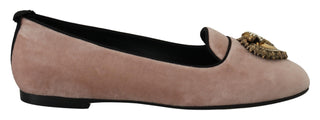 Pinkfarbene Samt-Slipper Loafer Schuhe