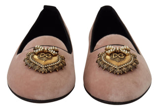 Pinkfarbene Samt-Slipper Loafer Schuhe
