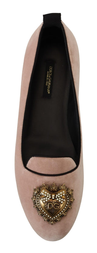Pinkfarbene Samt-Slipper Loafer Schuhe