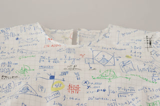 White Cotton Algebra Print Short Sleeves Top