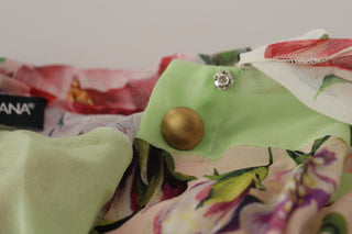 Blusa con cuello ascot y diseño patchwork floral multicolor