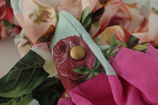 Blusa con cuello ascot y diseño patchwork floral multicolor