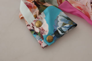 Blusa con cuello ascot y diseño patchwork floral multicolor