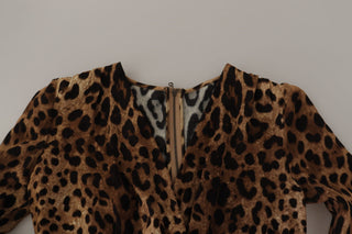 Braunes Leopard Wickel-Maxikleid aus Viskose in A-Linie
