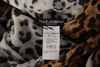 Braunes Leopard Wickel-Maxikleid aus Viskose in A-Linie