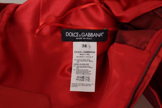 Rotes A-Linien-Kleid aus plissierter Satseide