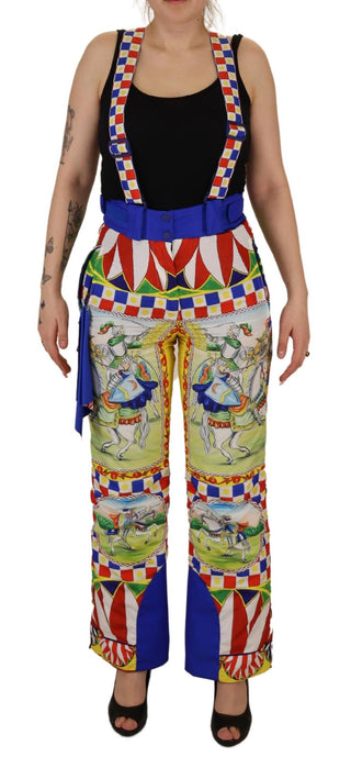 Pantalones estampados multicolor con diseño de nieve