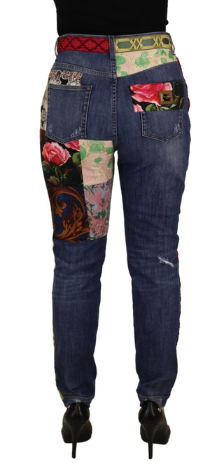 Jeans vaqueros de cintura alta con patchwork azul