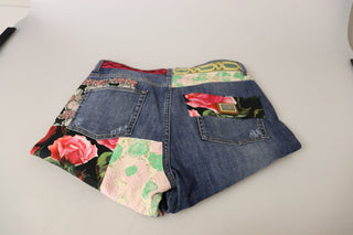 Jeans vaqueros de cintura alta con patchwork azul