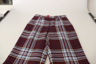 Grau karierte High-Waist Cropped Stoffhose