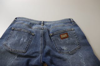 Jeans vaqueros pitillo de algodón azul lavado con cintura baja
